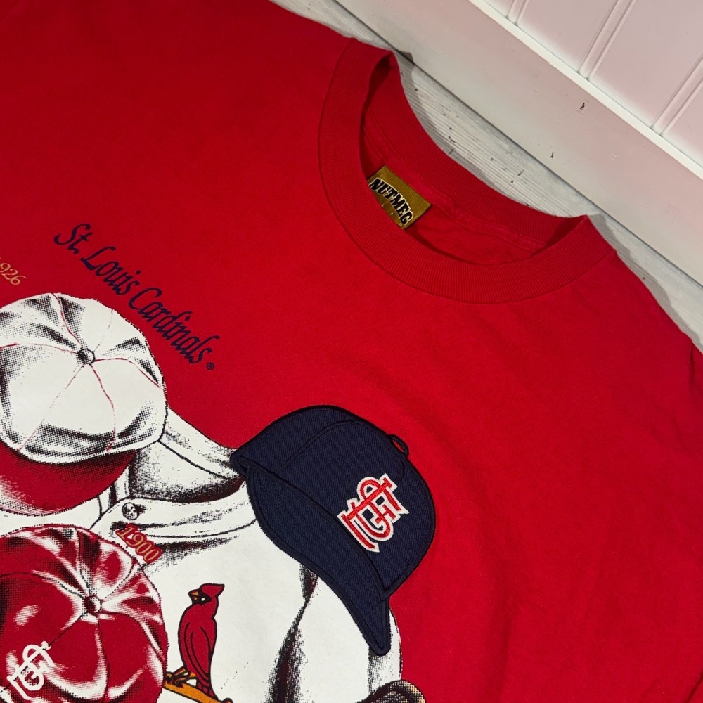Vintage Nutmeg Mills‎ St. Louis Cardinals T-Shirt USA MADE Single Stitch Rare XL